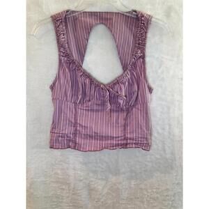 Urban Outfitters Kimchi Blue Striped Crop Top tie front open back Size Small